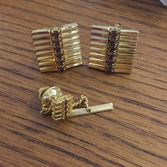 Vintage Other - Vintage Cuff Links Matching Tie tac